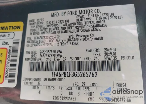 2016 Ford Mustang Gt Premium z USA, uszkodzony, nr VIN 1FA6P8CF3G5265762